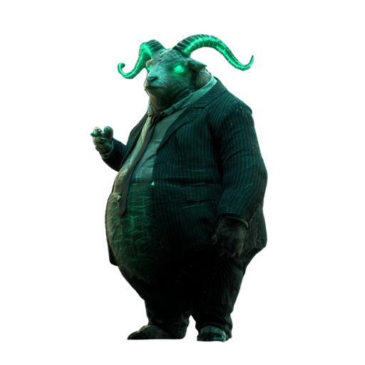 In-game pixel art of the Big Fat Goat, the level 6 NFT in the Alien Goats Invasion Rare tier on Solana.