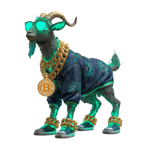 In-game pixel art of the Flex Goat, the level 5 NFT in the Alien Goats Invasion Rare tier on Solana.