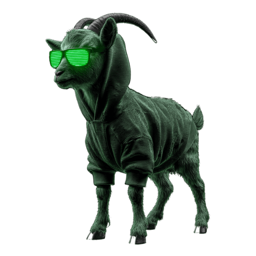 In-game pixel art of the Hacker Goat, the level 3 NFT in the Alien Goats Invasion Uncommon tier on Solana.