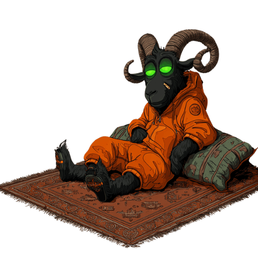 In-game pixel art of the Ruggamaster Goat, the level 7 NFT in the Alien Goats Invasion Epic tier on Solana.